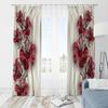 2pcs- Passionate Red Flower Polyester Curtains, Bathroom, Bedroom, Living Room, and Family Room Decorative Curtains