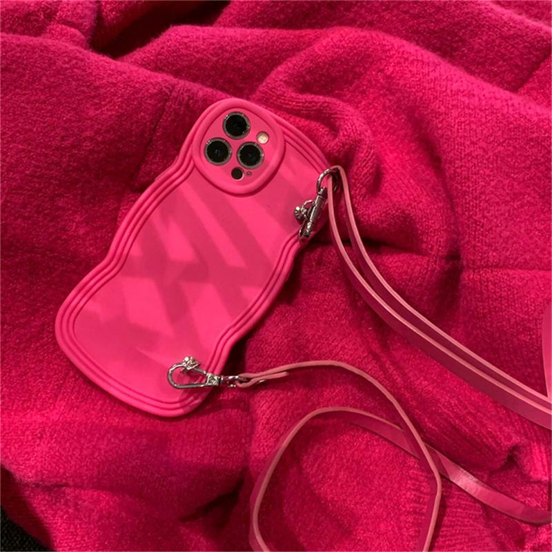 Stilvolle Wave Eage Leder Crossbody Lanyard Strap Handyhülle für iPhone 14 13 12 11 Pro Xs Max X Xr stoßfeste Soft Cover Funda