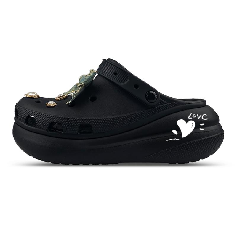 

Crocs ZY Zhiyu Бант Любовь Граффити Тренд Универсальные Женские Туфли с Отверстиями Унисекс Одинаковые Черные 45-46 чёрный