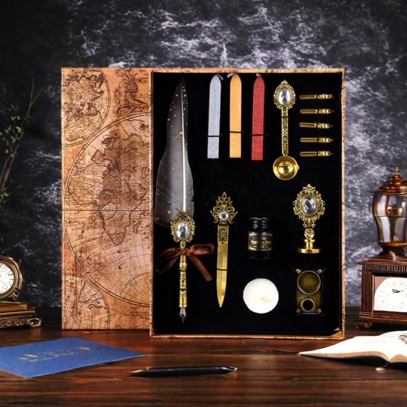 Feather Pen Magic Academy Dip Set With Wax Seal Kit Calligraphy Gift