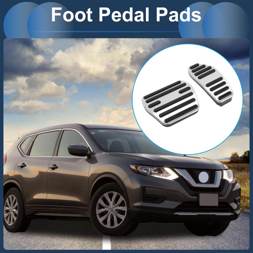 FUELHOOD 2pcs Automatic Foot Pedal Pad Foot Axle Pedal Cover for Nissan Roox B40 Series 2020/03- Aluminum Alloy Silver Tone
