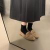 British style round head simple retro suede small leather shoes flat bottom one pedal outside wear versatile commuter shoes