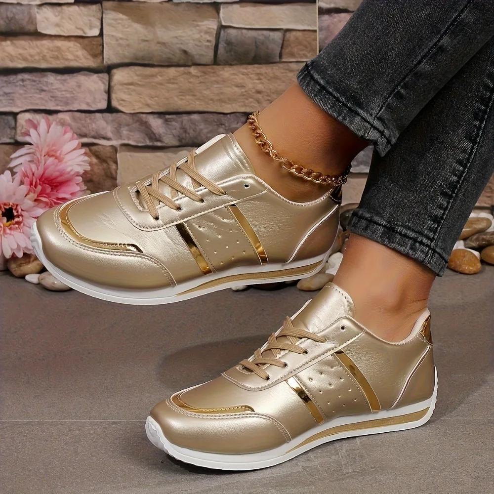 Fashion Women's Casual Sports Shoes - Lace Up Low Cut Design, Comfortable Fabric Lining, Suitable for All Seasons, Women's Sports Shoes
