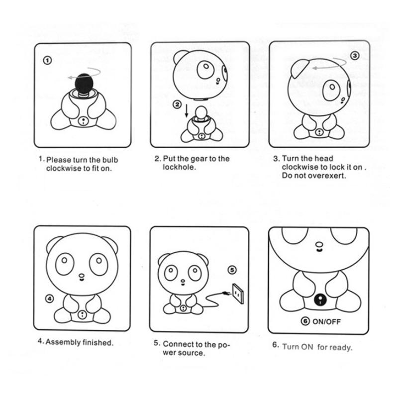 Panda/Králík/Pes/Medvěd Noční lampička Dětský pokoj Kreslené světlo Dětská postelová lampička Zástrčka