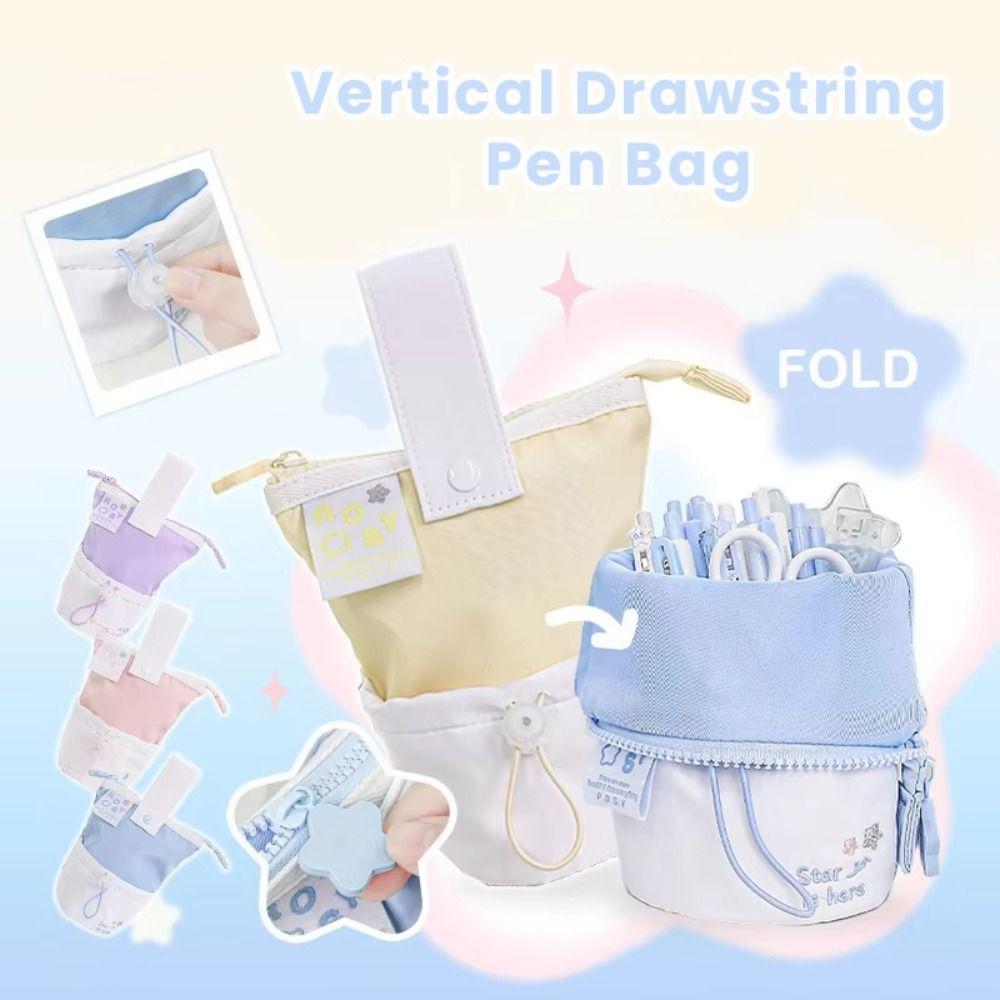 

Vertical Pencil Case Foldable Stationery Organizer High Quality Stationery Bag Students рожевий