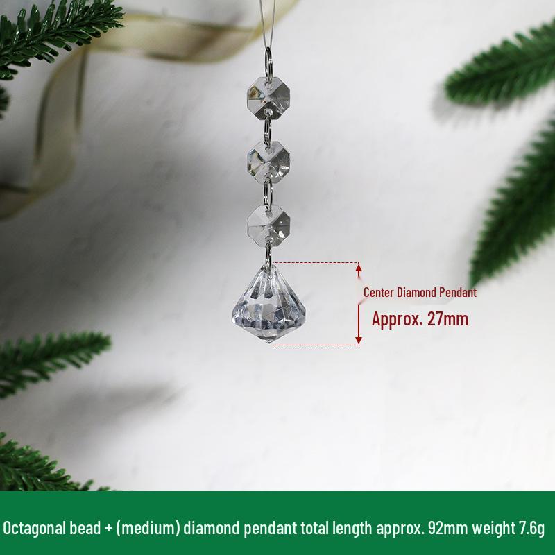 Transparent Acrylic Snowflake Ornament Set with Crystal Bead Strings for Christmas Tree Decoration