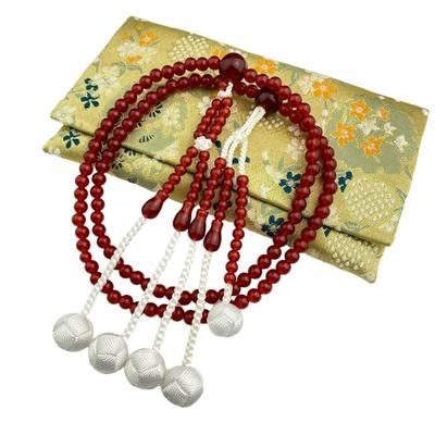 Myorenka Soka Gakkai Gebedskralen Zwart en Rood PC 1 Shaku Medium Juzu Kralen en Juzu Hoes Set met Odamaki Bonten SGI Gebed 0 Shaku Kralen en Wit