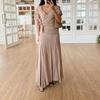 European and American Women's Clothing New Cross V-neck Short-sleeved Short Top Pleated High-waisted Long Skirt Set