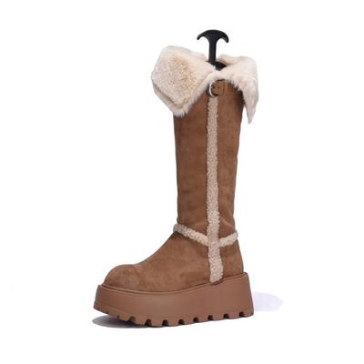 Bottes de neige polyvalentes en cuir jusqu'au genou 2025 hiver nouvelles bottes pour femmes en velours deux façons de porter thermales à semelles épaisses bottes hautes
