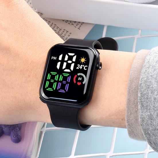 Reloj digital LED para niños, esfera cuadrada, resistente al agua, deportivo, de pulsera, electrónico, de moda, para niños y niñas.