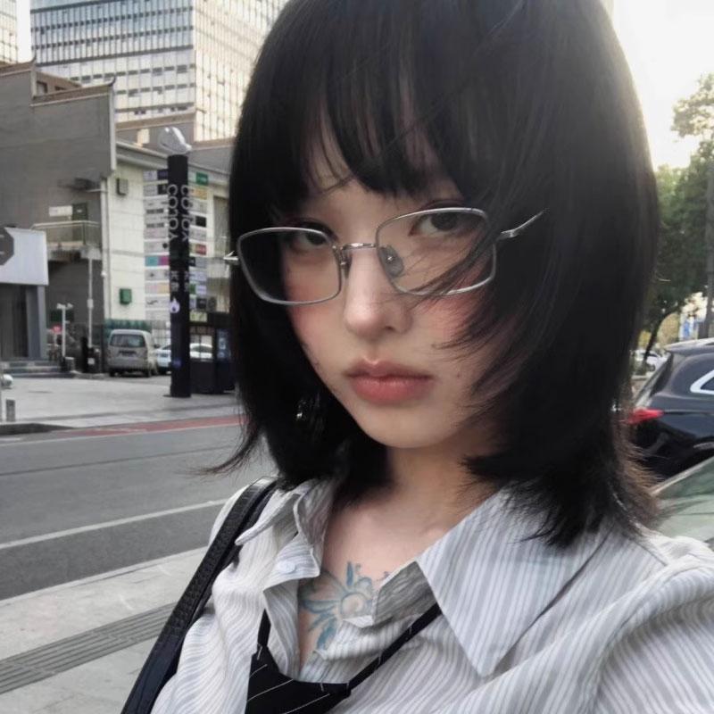 Y2K Harajuku Retro Small Square Frame Glasses for Women Metal Eyeglasses Clear Reading Spectacle Blue Light Blocking Eyewear