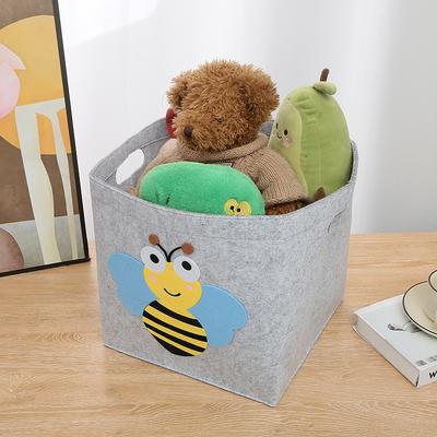 Panier de rangement en feutre dessin animé Nouveau mode INS Maison Mignon Panier de rangement pour jouets d'enfants Vêtements sales Panier de rangement portable en feutre
