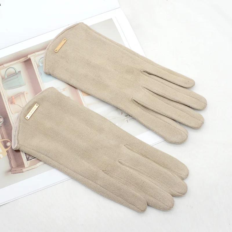 Women Touch Screen Gloves Fashion Mittens Autumn Winter Warm Thin Cashmere Solid Cycling Drive Suede Fabric Elegant Windproof
