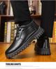 Men's Trendy Plush-Lined Winter Lace-up Snow Boots - Warm, Stylish British Style Leather Shoes