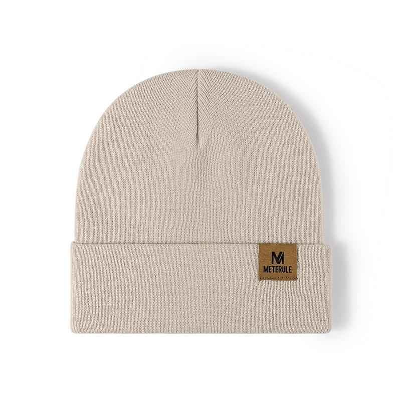 New Arrival Men's Knitted Hat With Letter Logo Winter Warm Outdoor Cap Fashionable And Versatile