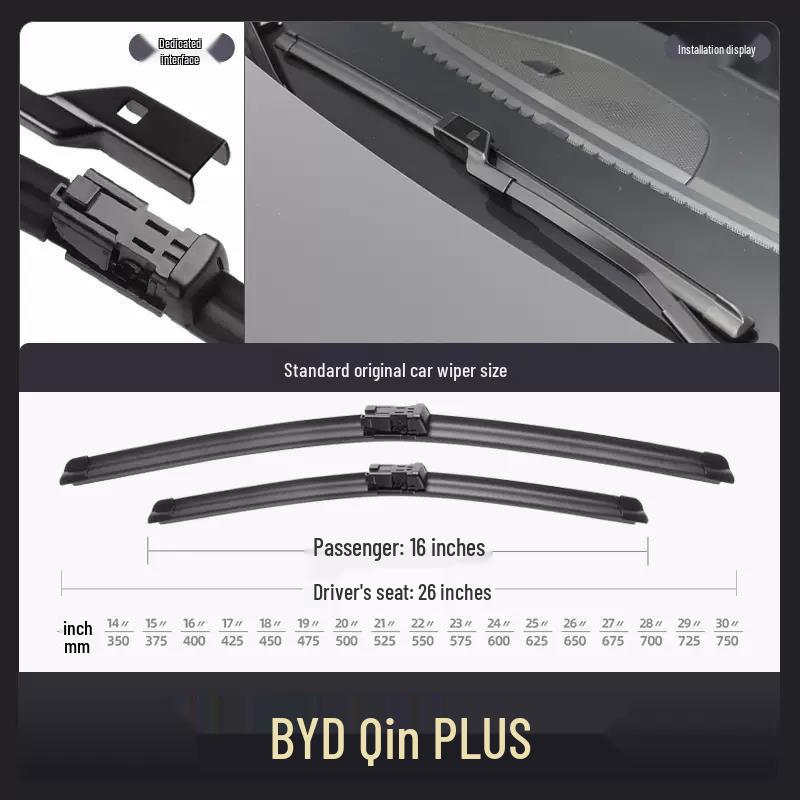 BYD Qin PLUS DMi Frameless Silent Wiper Blade Strips for 2023-2024 Models Frameless Wiper Blade