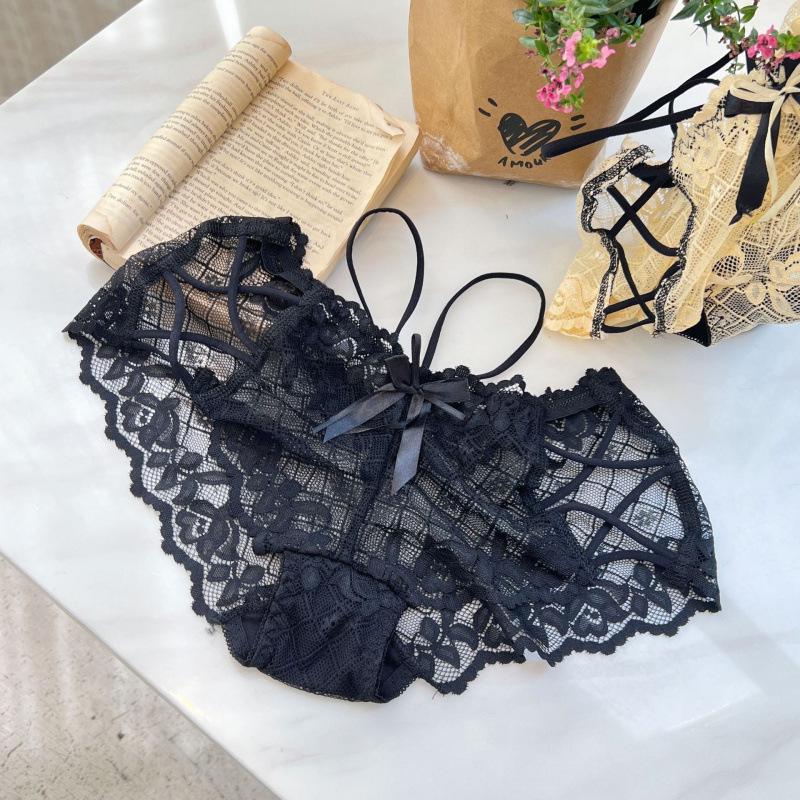 

Absolutely Amazing Criss-Cross Lace Panties – Sexy Low-Waisted Triangle Design with Pure Cotton Crotch for Women One Size (40-60 kg)