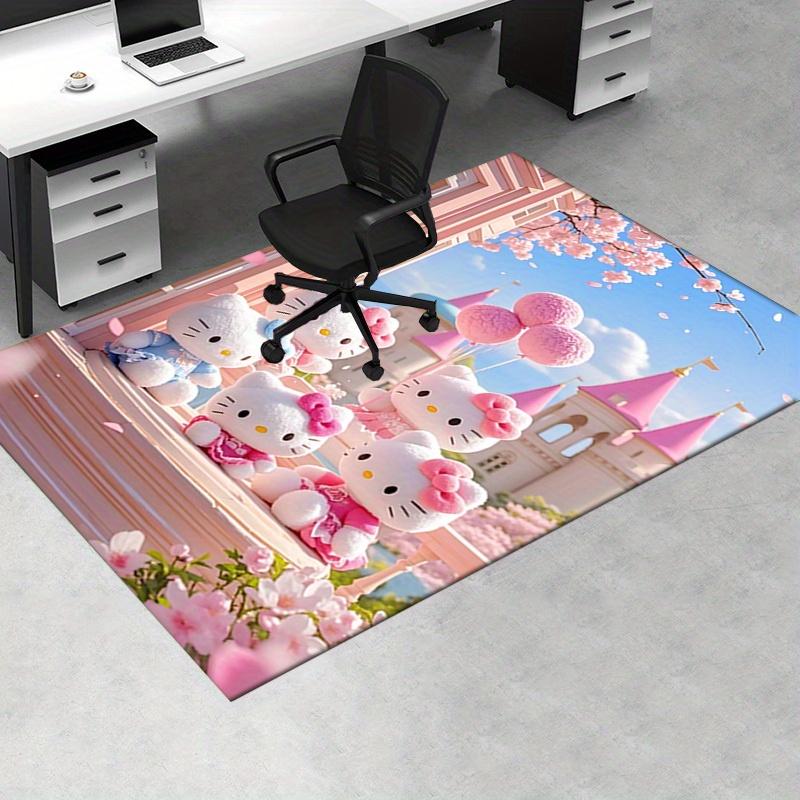 Office Rug Hello Kitty, Castle Anti-Slip Rug, Machine Washable for Living Room, Bedroom, Office, Multiple Sizes, Bedroom Mat, Decorative Mat, Durable