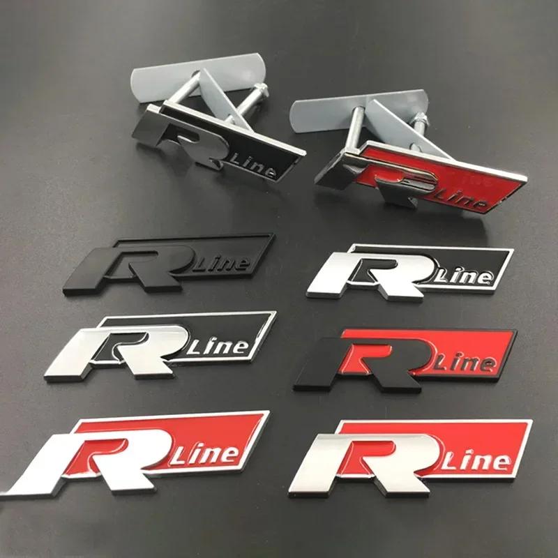 WHAQY1 VW 2026 Hot Car Front Grille Bumper Body 3D Metal Decals R-Line Auto Logos Stickers For VW Polo Golf Passat Scirocco Tiguan CC J