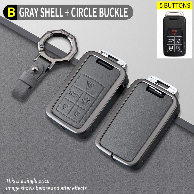 5/6 Buttons Zinc Alloy Leather Car Key Case Cover for Volvo XC60 V60 S60 S80 XC70 V40 Protect Holder Shell Keychain Accessories