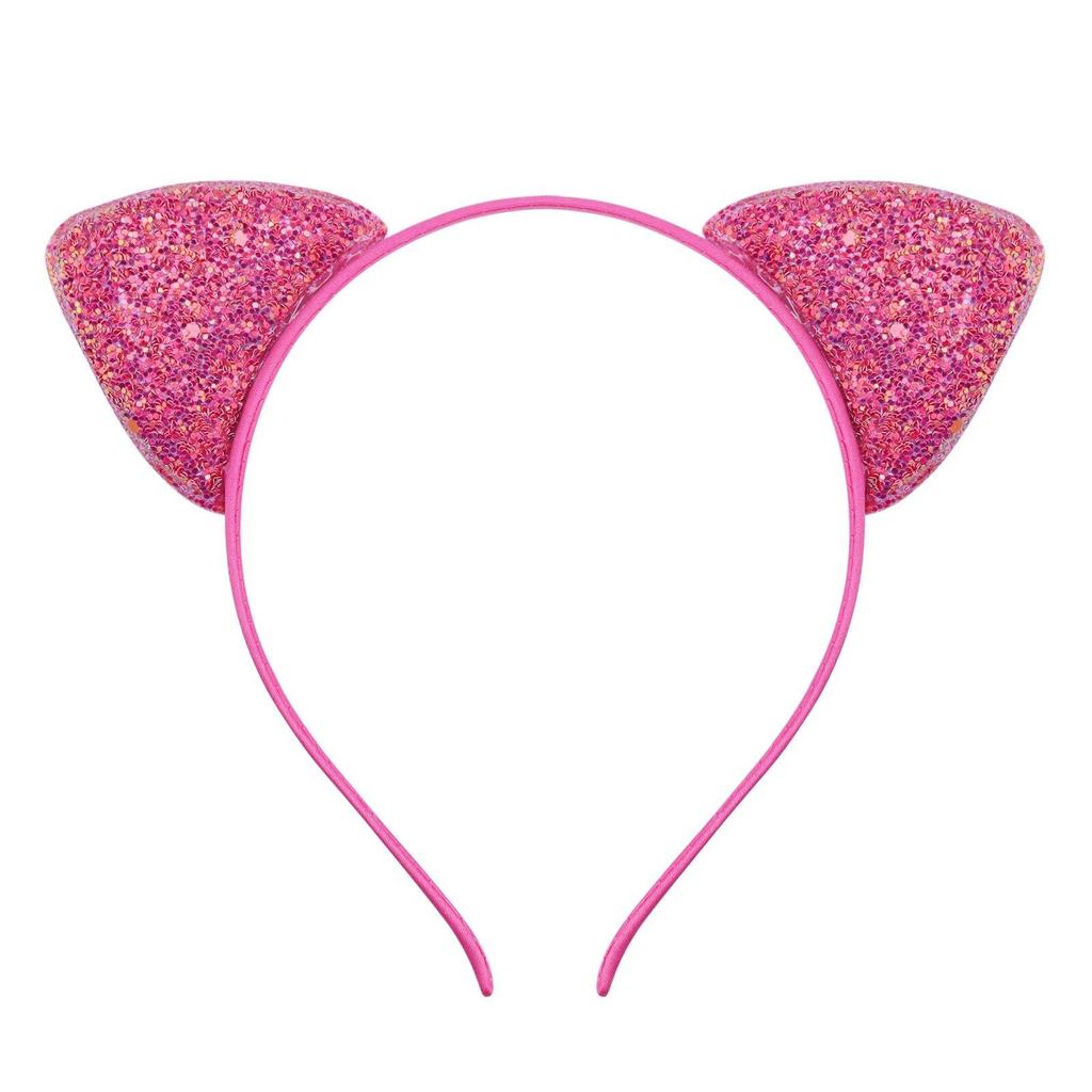 Glitzerndes süßes Katzenohren-Stirnband, Kitty-Stirnband, Damen, Mädchen, Kinder, glitzerndes Haar, Metallreifen, glänzende Haarbänder, Haar-Accessoires