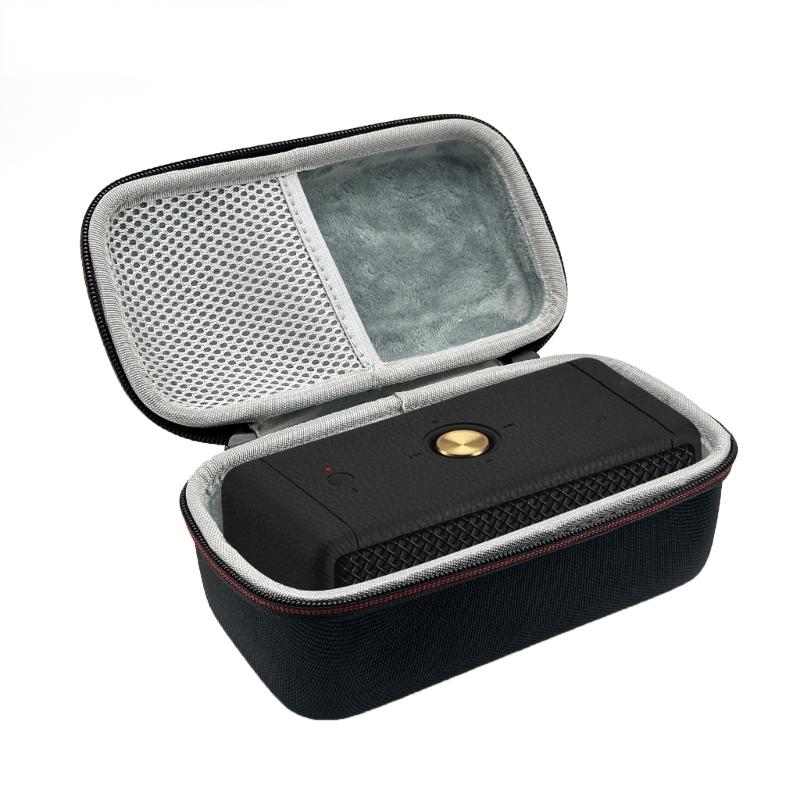 Hard Shell Speaker Storage Case, Daily Travel Bag with Mesh Pocket, Main Compartment, and Side Carry Handle Use