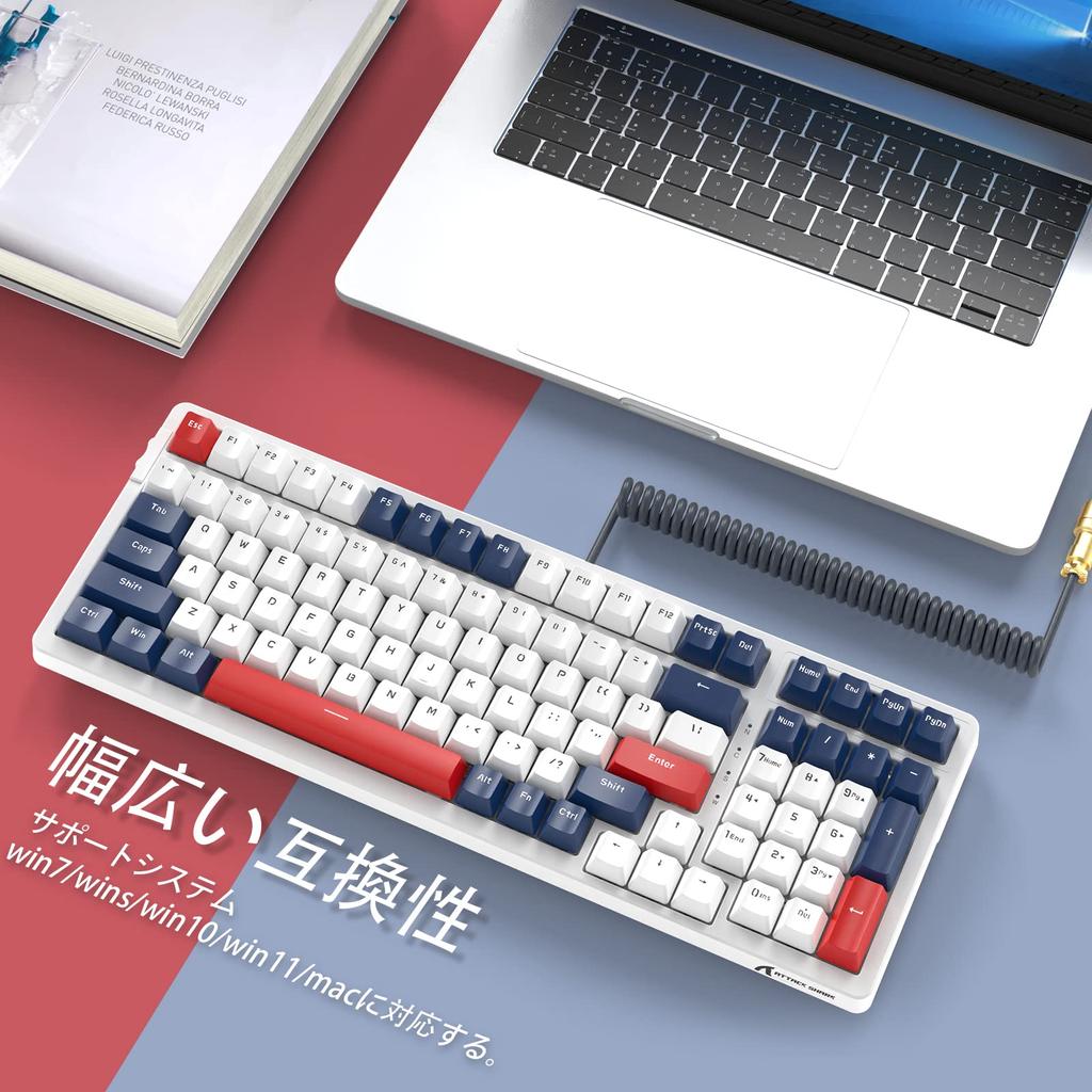 A.JAZZ x ATTACK SHARK K98 Gaming Keyboard Wired Custom Mechanical 100 Keys Red Axis Anti-Ghost Key Hot Plug PBT Keycap RGB Backlight Linear Tactile