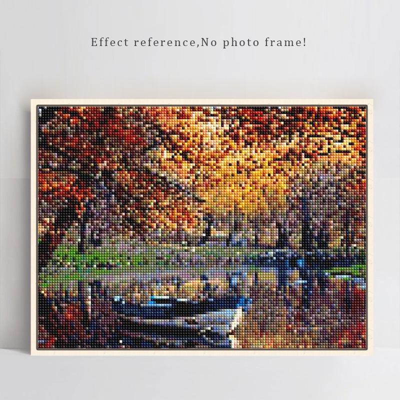 Diamond Embroidery Autumn Lake Landscape Handmade Diamond Painting Needlework Mosaic Cross Stitch
