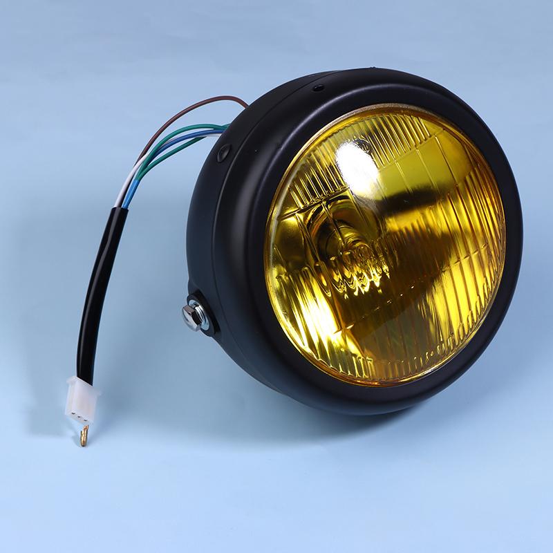 CG125 Retro Style Round Motorcycle GN125 Headlight Motorcycle Driving Light Round Front Headlamp Mount 12V Motorbike Universal