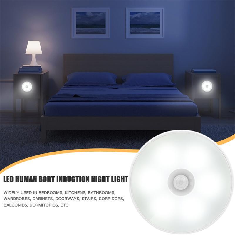 PIR Motion Sensor LED Night Light Wireless Energy-saving Body Induction Lamp Wall Lamp USB Charging Bedroom Corridor Lamp
