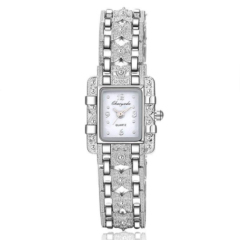Women Watch Rectangle Dial Crystal Rhinestone Quartz Wristwatch