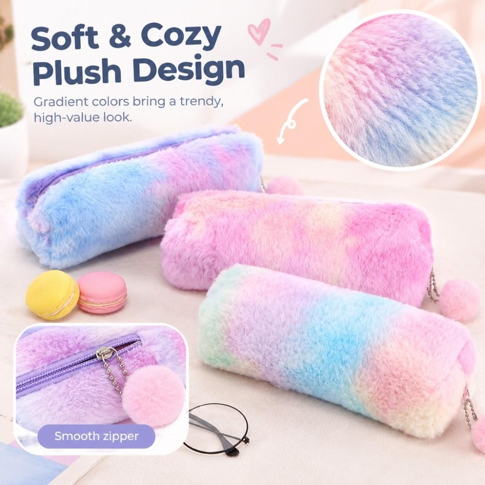 Large Capacity Pencil Case Gradient Color Pen Box New Stationery Storage Bag Student