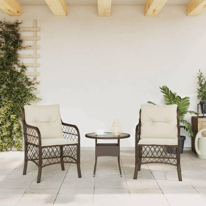 VidaXL Garden Chairs with Cushions Set of 2 Brown Wicker 365154