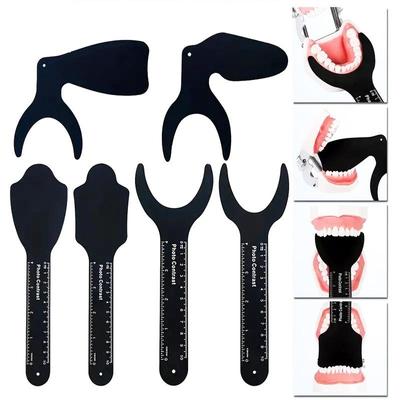 6pcs Dental Orthodontic Black Background Photo Image Contrast Board Metal Oral Cheek Plate with Scale Mark Autoclavable Tools