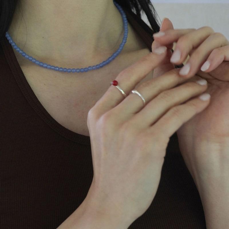 Modernlike Silver 925 Pure Blue Jade Necklace 4mm