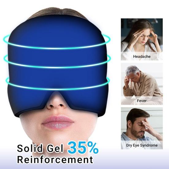 Migrenelindrende lue Puffy øyne Spenning Stresslindring Gel Is Hodeinnpakning Gjenbrukbar Beroligende Hodepine Varm Kald Terapi Ansikts Øyebeskyttelse