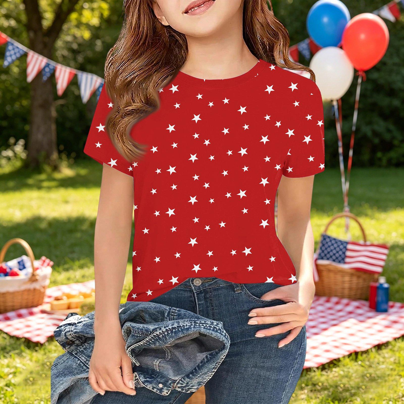 

Girls Short Sleeve T Shirt Floral Print Lightweight Casual Tee Top Comfortable Fit Soft Fabric 120