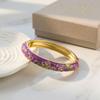 Elegant Cloisonne Bangle Rhinestone Retro Court Floral Bangle Charming Enamel Bracelet  Fashion