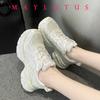 Fashion Youth Girls Chunky Crystal Sneakers Women Fashion Casual Breathable Height Increased Flat Platform Bling Bling Shoes Footwear