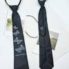 Unisex Pre-Tied Tie with Adjustable Zippers Butterfly Floral Print Black Necktie Campus Preppy Uniform Shirt Collar Tie