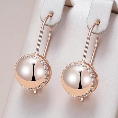 Zelta bumbiņu formas auskari sievietēm, balti cirkonija auskari, bižutērija, spīdīgas, ģeometriskas, ikdienas rotaslietas