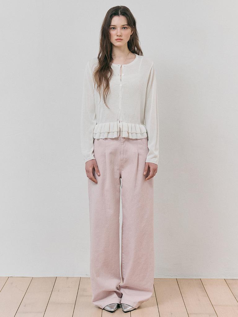 ETMON Pintuck Cotton Pants, Pink