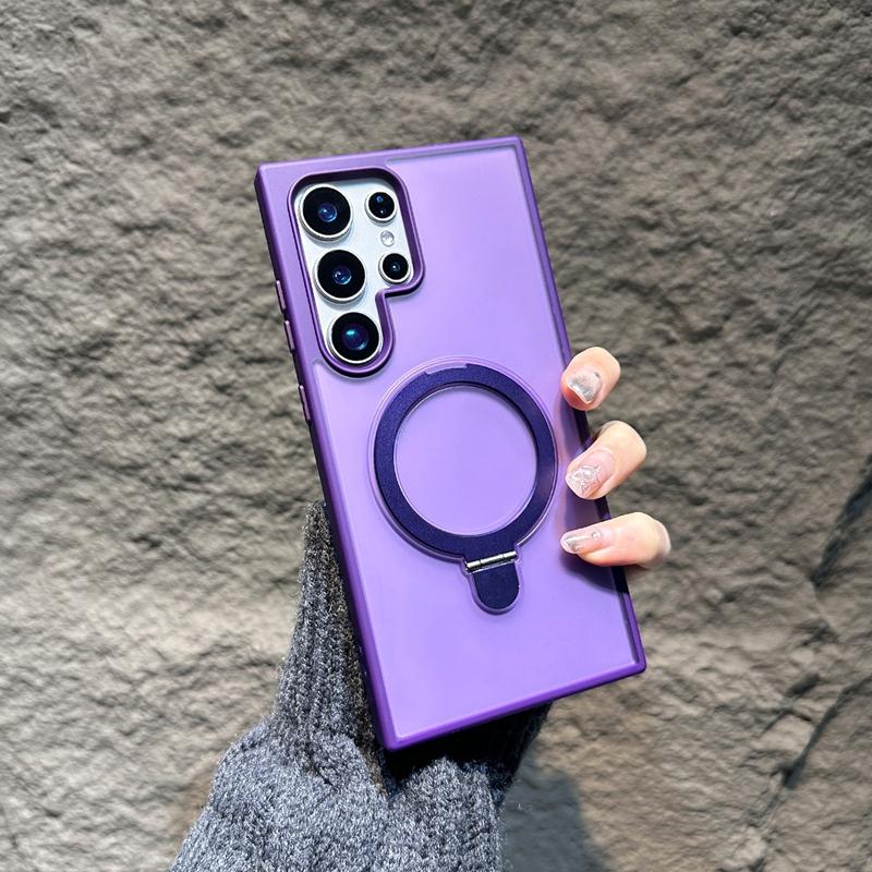 Metallring Drehständer S25 Ultra Magsafe Hülle für Samsung Galaxy S24 S23 FE S22 S24 Ultra S25 Plus Magnetische Matte Halterabdeckung