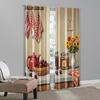 2pcs   Contemporary Curtains  print Kitchenware Painting Durable 100% Polyester Fabric (without rod) Versatile All Use for