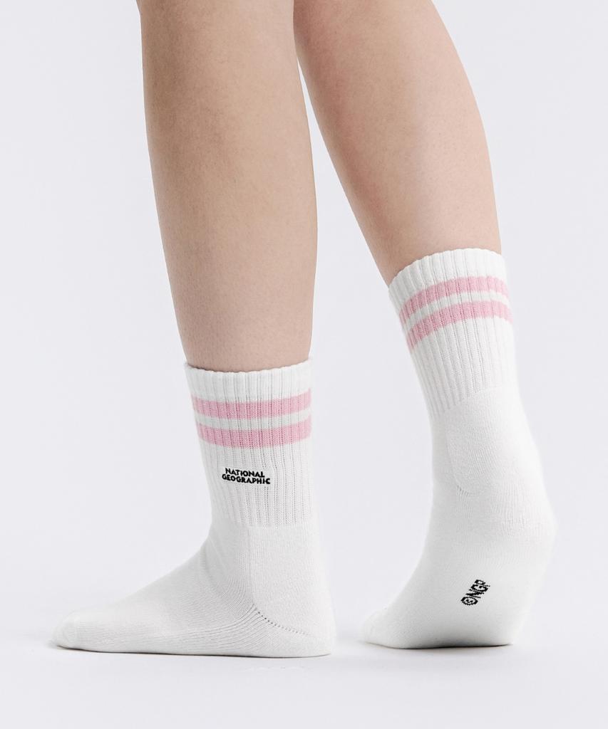 NATIONALGEOGRAPHIC N265Aso040 Striped Middle Socks Pink