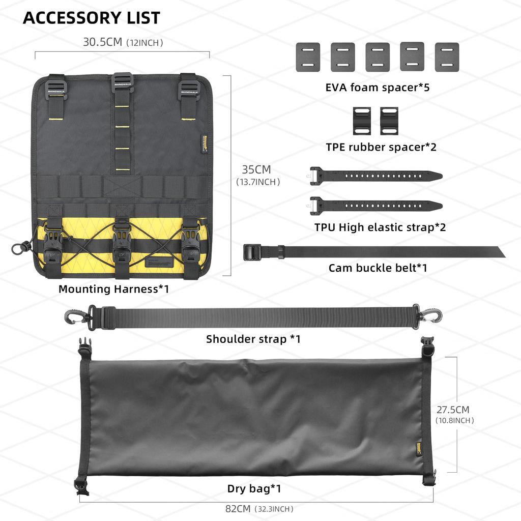 Rhinowalk 13L Waterproof Bicycle Handlebar Bag for Mountain Bikes, Crossbars, and Front
