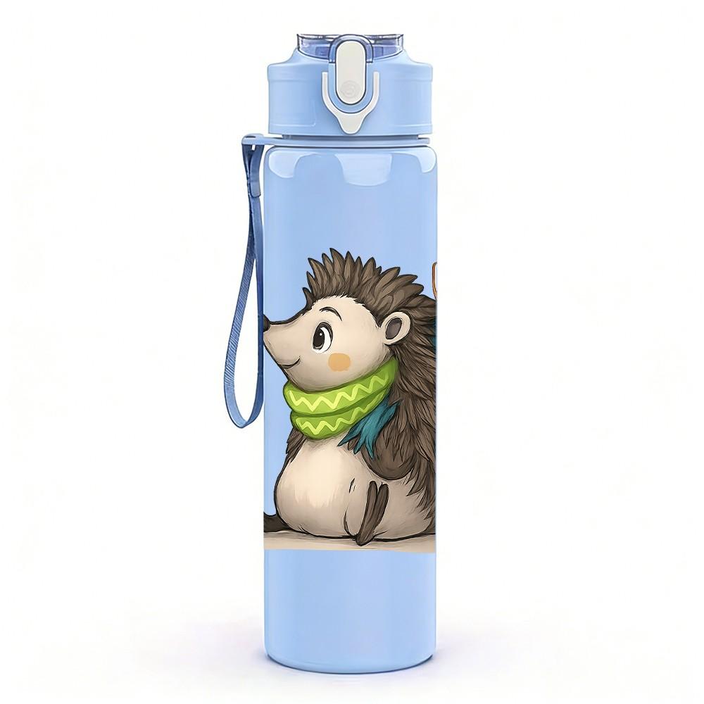 1PC Backpack Travel Hedgehog 750ml Color Plastic Sports Water Bottle Leakproof Flip Straw Lid Suitable for Sports Office Home Use