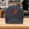 1pc New Colorful Heart Print Washed Baseball Cap Premium Versatile Outdoor Accessory Unisex Duckbill Cap Fashionable Trendy C