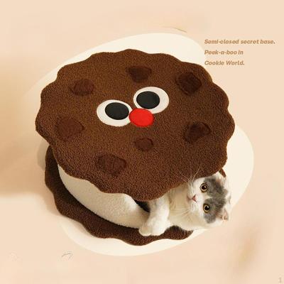 Cookie Bed Cat House Autumn Winter Sleeping Self Warming Kitten Cave Hideaway for Chihuahua