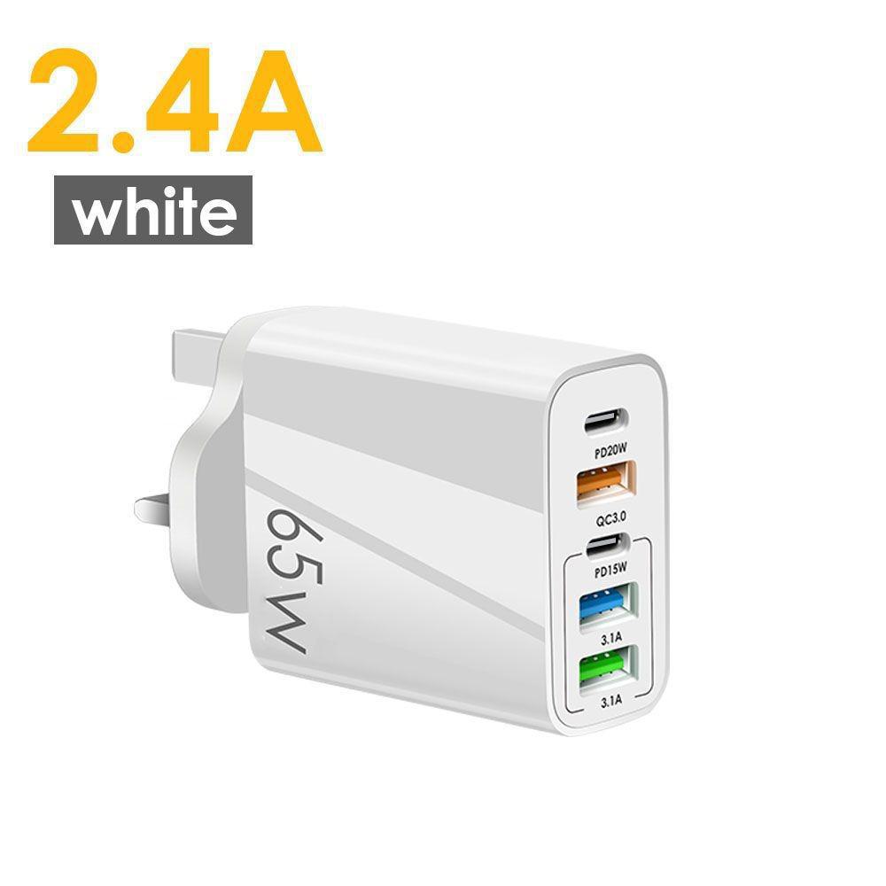 PD65W Fast Charging Mobile Phone Charger with 3 USB Ports, European, American, and British Standard, 5V2.4A Charging Head